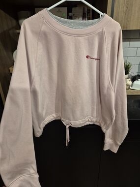 Champion Light Pink Cropped Drawstring Sweatshirt